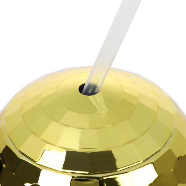 580ml discokugle elektroplettet kugle plastik kop vand kop disk sfærisk sugerør kop - guld diameter 10,8 cm