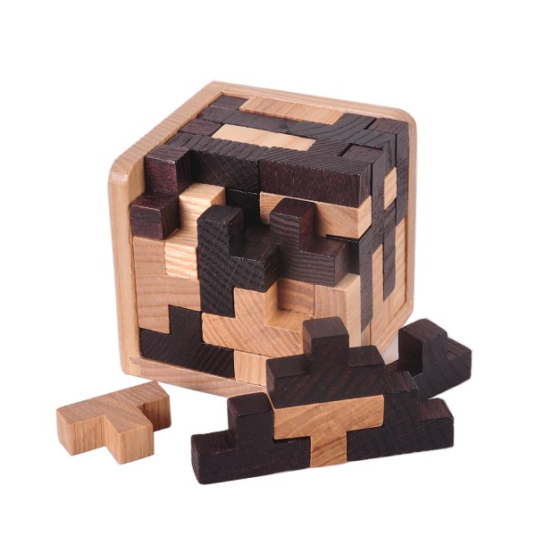 Hjernetrasser i træ, Hjernetrasser, 3D IQ-puslespil Mini Tetris Hjernetrasser i træ, Mind Test Intellektuelt pædagogisk spil Logik Klassisk legetøj Tetri