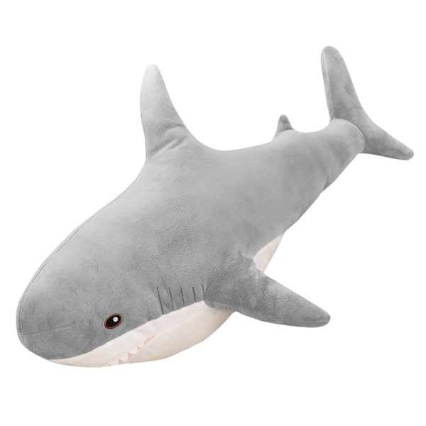 Hajpuder Fyldt dyreplys Blød Fluffy Sjove gaver til modige drenge- og pigeværelser Shark Decor Grå 80 cm/31.5in