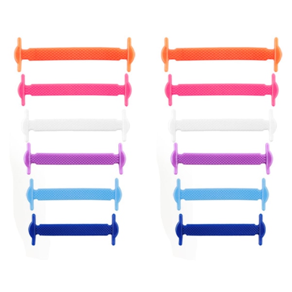 6 pakker Lazy Binding Gratis elastiske snørebånd Farverige elastiske snørebånd til ældre Sneakers Farverig børnestil (12 stk./taske)