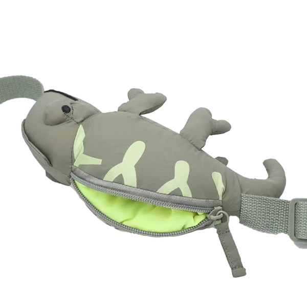 Lasten söpö eläin muotoinen lähettilaukku Suloinen sarjakuva lasten vyötärö vetoketjullinen kangaskassi vihreä vapaa koko
