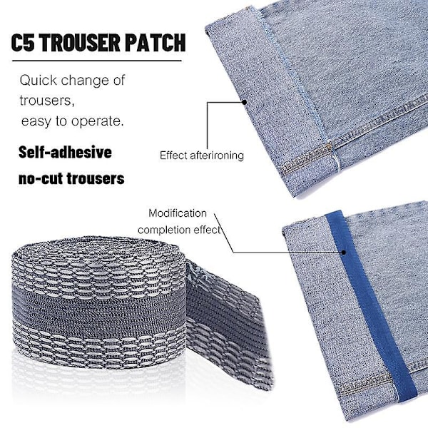 Självhäftande tejp för byxor Benfåll Uppläggning Sömnadstejp Stryktejp Byxor Jeans Kläder Längd Förkortning Svart 1m Black 2m