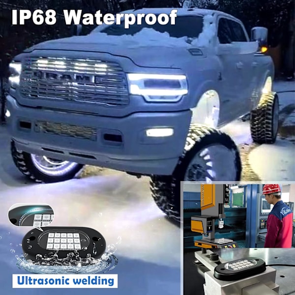 Rock Light-kit Neon Underglow Vanntett Underkroppsbelysning for Bil Lastebil 4 Pods