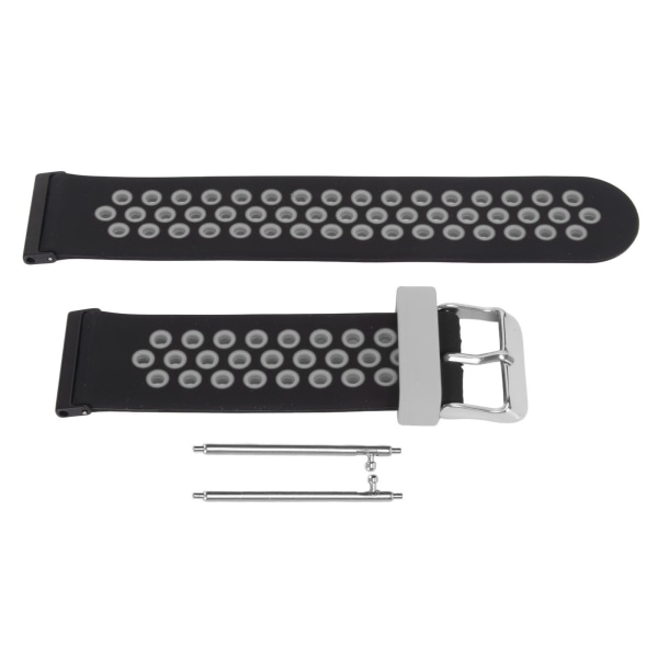 YQ 24mm Replacement Watchband Color Contrast Adjust Size Soft Silicone Watch Strap for Spartan Hr Baro Black Gray
