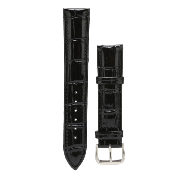 YQ PU Leather Watch Band Alloy Pin Buckle Adjustable Comfortable Replacement Watchband Black