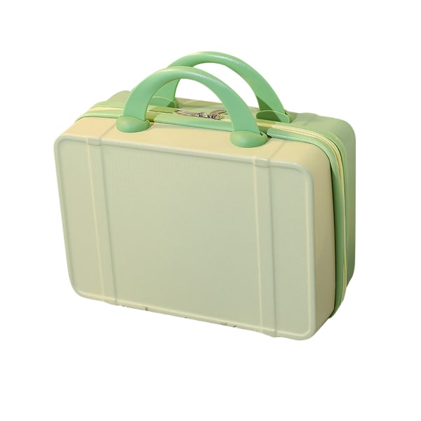 Håndsminkeveske Mini 14 tommer stor kapasitet Vintage glidelås reisesminkeboks med håndtak Gul grønn 14 tommer