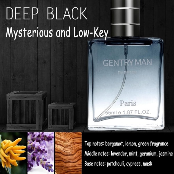 55ML let parfume til mænd, forfriskende og langtidsholdbar cologne, velegnet til dating og dagligdagen, en perfekt julegave til ham Elegant blå + djup svart
