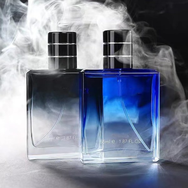 55ML lätt parfym för män, uppfriskande och långvarig cologne, lämplig för dejting och vardagsliv, en perfekt julklapp till honom Elegant blå + djup svart