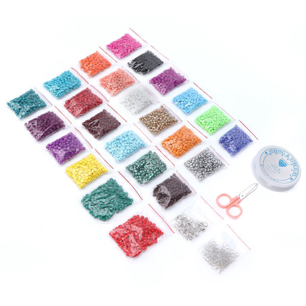 24 färger 4mm smyckestillverkningspärlor Hummerklolåskristalltrådsats DIY smyckestillverkningsverktyg