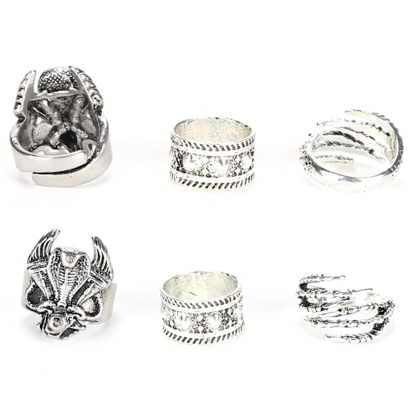 3 st trendiga vintage punk-ringar för män justerbara ringar set smycken klädtillbehör