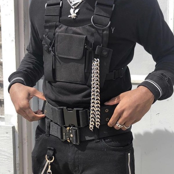 Herr Hip Hop Streetwear Military Chest Rig Bag Funktionella midjepaket Justerbara fickor Väst