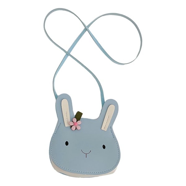 Mini skulderveske med justerbar stropp tegneserie kaninform myntveske Barneveske for små jenter Rund Blå Gratis størrelse
