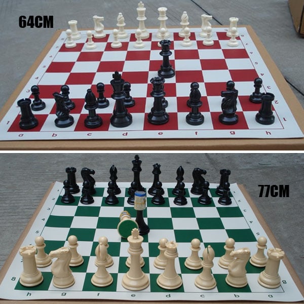 16 hvide skakbrikker, 16 sorte skakbrikker, højkvalitets plastikskak (ingen farve) King 77MM&(sælger kun skakbrikker)