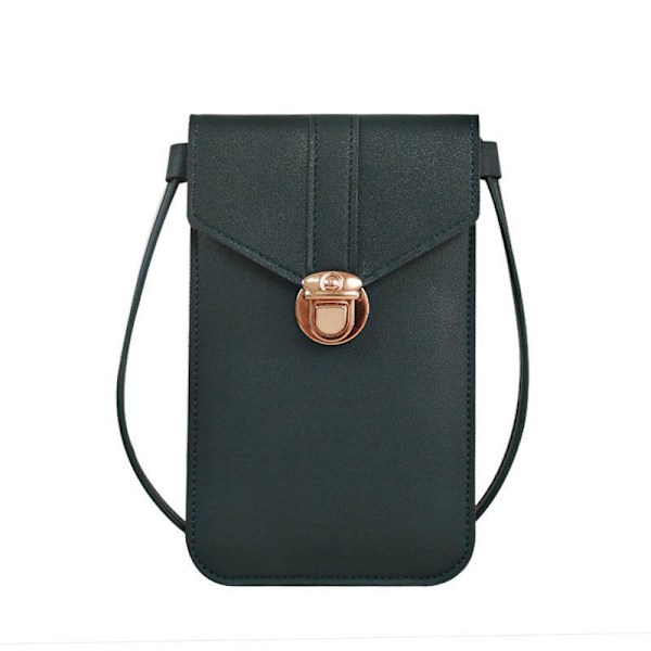 Axelremsväska Tunn Mode Lås Crossbody Mobiltelefonväska Touch Screen Mobiltelefon Plånbok Kvinna Retro Student Hasp Liten Plånbok Svart Dark Gray
