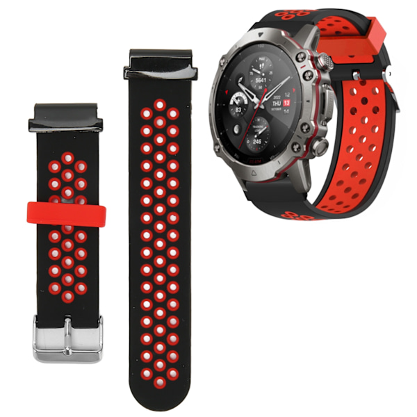 YQ Watch Band Silikone Hurtigudløsning Justerbar Sport Watch Smartwatch Rem Til Amazfit Falcon 22mm Sort Rød