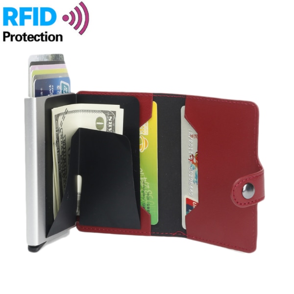 Mænd PU Læder Slank Penge Clip Front Pocket Tegnebog Tynd Holder Up Kreditkort tegnebøger