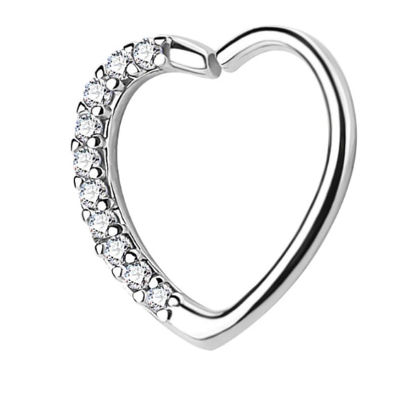 Mote smykker for kvinner i legering, hjerteformet øre- og nesering uten hull (3#)