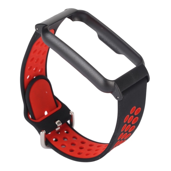 YQ 20mm Silikon Watchband Myk Pustende Stilig Komfortabel Lett for OPPO FREE Smart Watch Svart Rød + Svart Skall