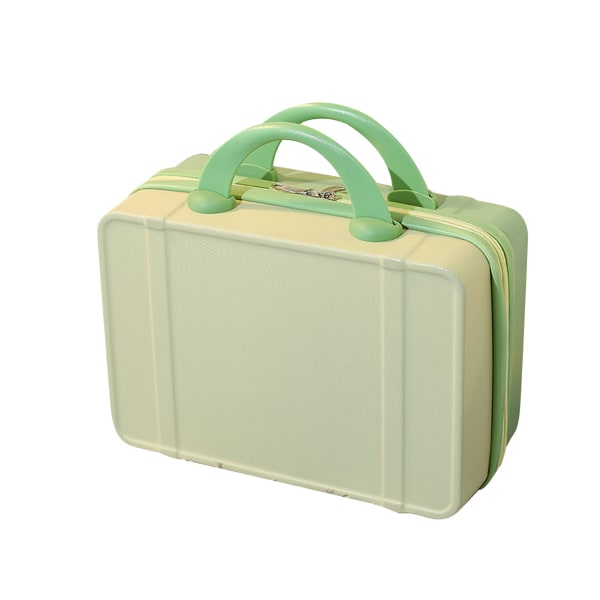 Case Mini 14 tuumaa suuri kapasiteetti Vintage vetoketjulla ylös matkameikkilaatikko kahvalla keltainen vihreä 14 tuumaa