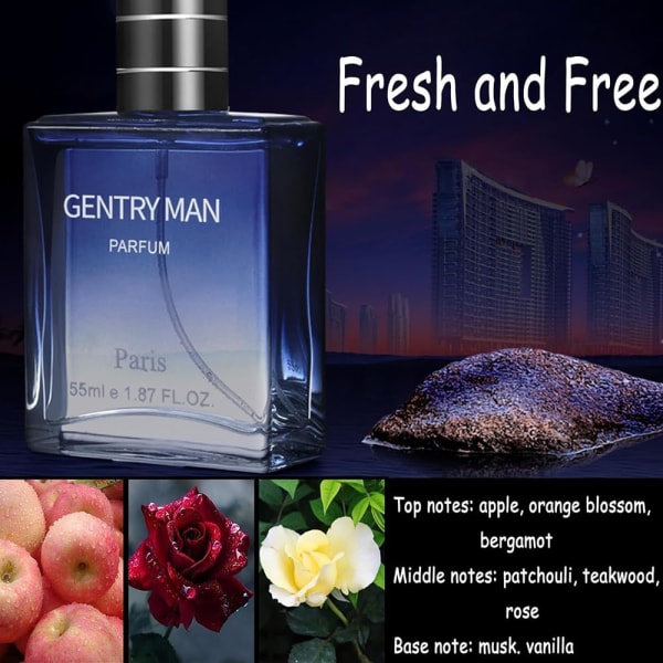 55ML lett parfyme for menn, forfriskende og langvarig cologne, egnet for dating og dagligliv, en perfekt julegave til ham Elegant blå + djup svart