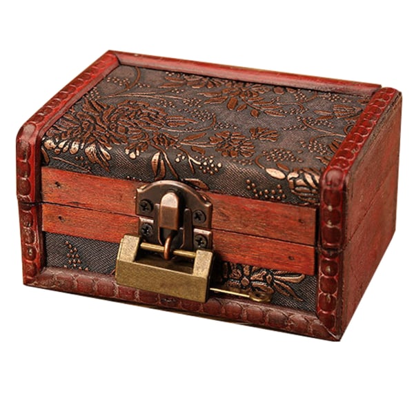 YQ Wooden Jewelry Box Vintage Elegant Necklace Bracelet Treasure Storage Box Organizer Decoration Red Grape