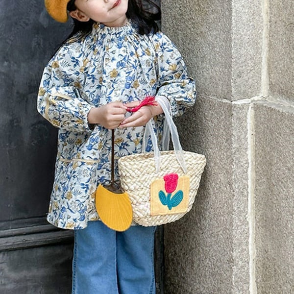 Lasten kudottu käsilaukku Tyylikäs söpö käsintehty lasten käsilaukku päivittäisiin juhliin Keltainen vapaa koko