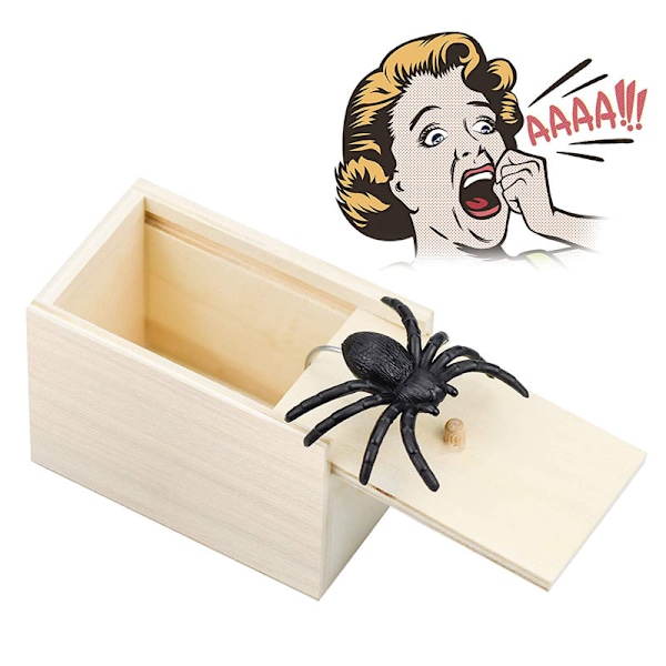 Spider Scare Prank Box, rolig skrämsellåda i trä, Handgjord Rolig Prank Leksak, Praktisk Spider Box Prank Presentleksak för barn och vuxna