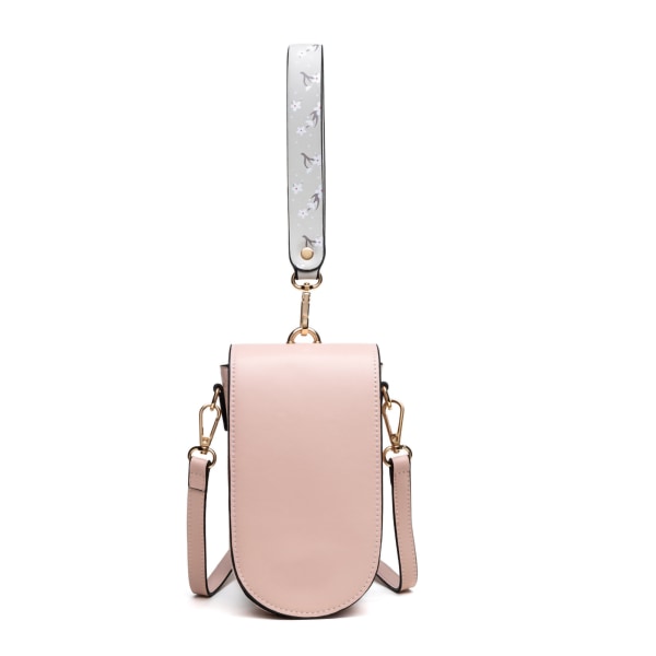 PU-matkapuhelinlaukku Yksinkertainen, kaunis yhden olkapään muotoinen kerroksellinen matkapuhelinlaukku Pieni puhelintasku naisille, vaaleanpunainen