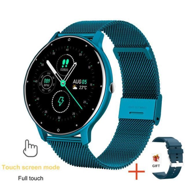 Smartwatch puls blodtryk søvnovervågning Douyin smart armbånd ZL02D vandtæt smart sportsur+Sx blue mesh belt