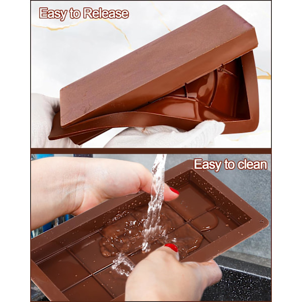 Chokoladeform dyb, 3 stykker chokoladetavle ekstra dyb chokoladeform til chokolade praline slik, til egen chokolade