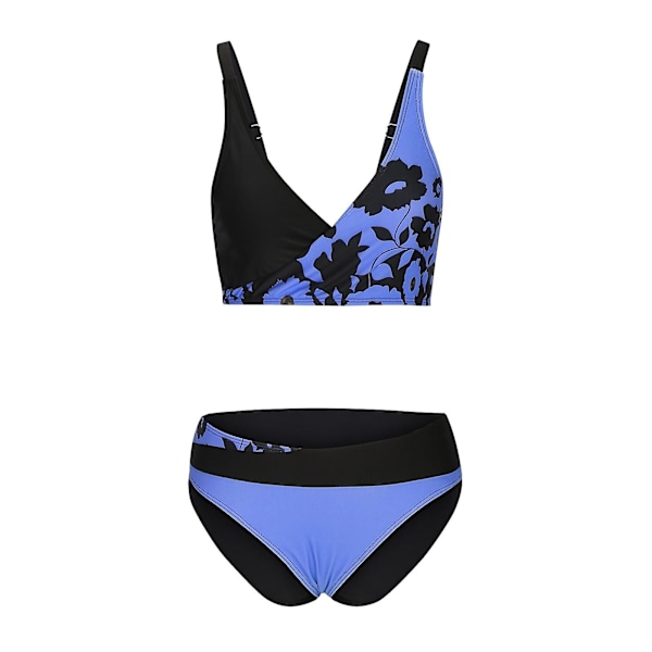 Baddräkt Dam Tryck Set Baddräkt Tvådelad BH Badkläder Strandkläder Dam Bikini Baddräkter Ljusblå L Blue L