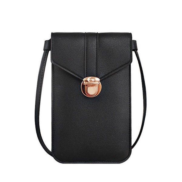 Axelremsväska Tunn Mode Lås Crossbody Mobiltelefonväska Touch Screen Mobiltelefon Plånbok Kvinna Retro Student Hasp Liten Plånbok Svart Light Gray