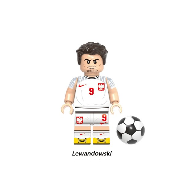 Berømt fodboldstjerne bevægelig dukke fodboldspiller mini fan World Cup sort byggesten figur (1 stk) Lewandowski