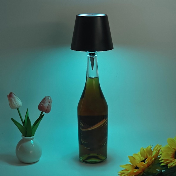 Trådlös flasklamp, touch 3-färgs dimbar LED-flasklamp för festbarer [LGL] Svart Black