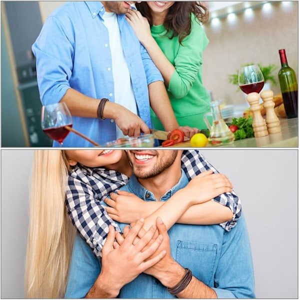 Herrearmbånd i ægte læder og armbånd i rustfrit stål Multi justerbart sort eller brunt læderarmbånd til mænd Brunt med magnetisk lukning