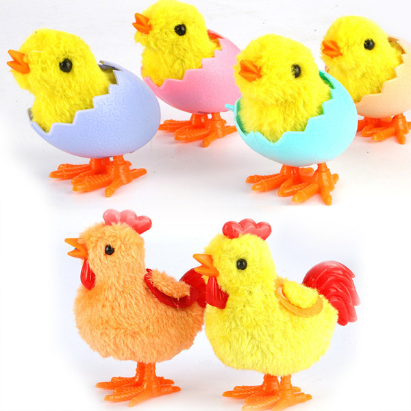 (1 pack) (Glasses Yellow Chick) Easter Chick Clockwork Chick Plysch Simulering Chick Hoppa och springa Clockwork Toy 8x9cm, plast + plysch