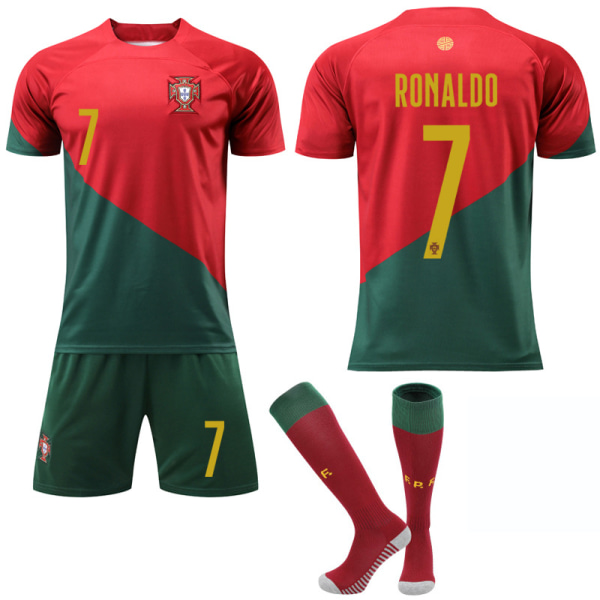 YQ -Portugal hemma Ronaldo fotbollströja set pojkar tröja set fotboll uniform 24