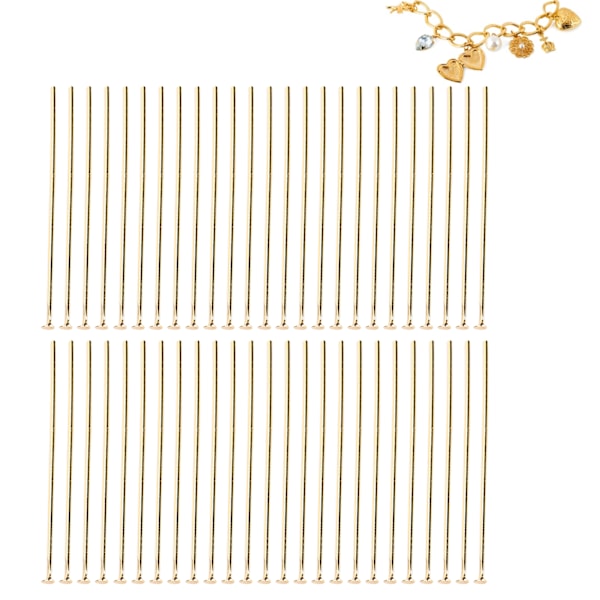 50 st rostfria platthuvudstift DIY-hantverkspärlor smyckeshänge tillverkningsdelar tillbehör guld 35 mm / 1,38 tum