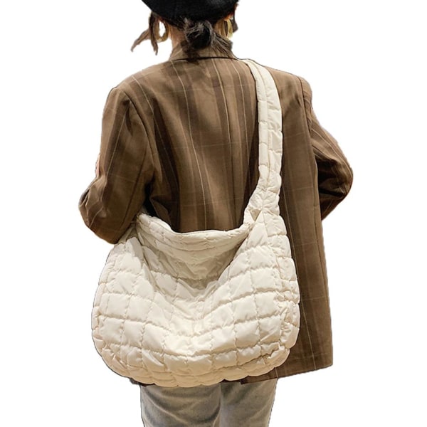 Höst och vinter Kvinnor dunväska Färg Checkväska Stor kapacitet Messenger Bag