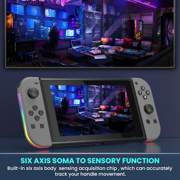 Trådlös handkontroll kompatibel med Nintendo Switch, OLED, Lite Gamepad Joystick (v/h) Ersättning med RGB höger Pikachu grey