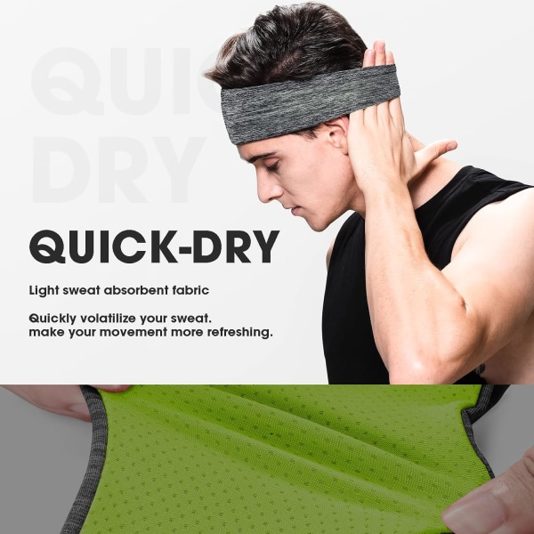 A#Herr-pannband, 3-pack pannband för män, sportpannband för löpning Fitness Yoga Cykling, svetttransporterande halkfri