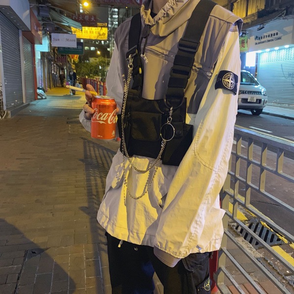 Menn Hip Hop Streetwear Military Chest Rig Bag Funksjonelle midjepakker Justerbare lommer Vest