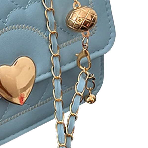 Kedjeväska för kvinnor Fashionabel Elegant mångsidig axelväska för kvinnor med kärlekshjärta-spänne för sommar Blå Gratis storlek