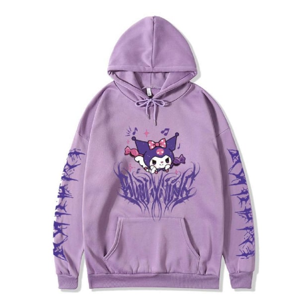 Søt Kuromi tegneserie Anime hettegensere Genser Kvinner Kawaii Pullover Hetteoverdeler Cosplay kostyme for fan XS Purple