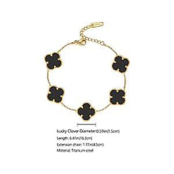 Lykkekløver Sett Halskjede Anheng Øredobber Armbånd for Kvinner Jenter 19k Gullbelagt Sjarm Søte Smykker Dame Jenter Gave 1