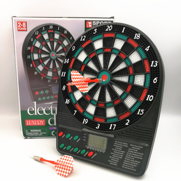 Mini desktop electronic dartboard target, plastic leisure and entertainment games, 18 categories and 159 ways to play 26cm Tray + 3 darts + 12 dart tips