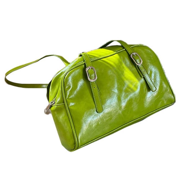 Vintage PU Messenger Bag Vattentät Stor Kapacitet Axel Messenger Bag för utomhusvardagsliv Grön Fri storlek