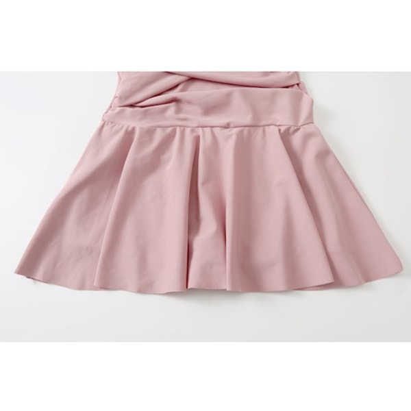 Dam en del baddräkt Slim och Skinny Vintage Ruched kjol baddräkt för simning fester tropiska semestrar rosa XL