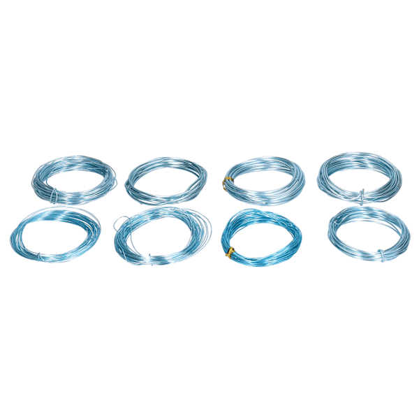 8 rullar 0,6-3 mm aluminiumhantverkstråd smyckestillverkningstråd hantverkstillverkningstillbehör ljusblå
