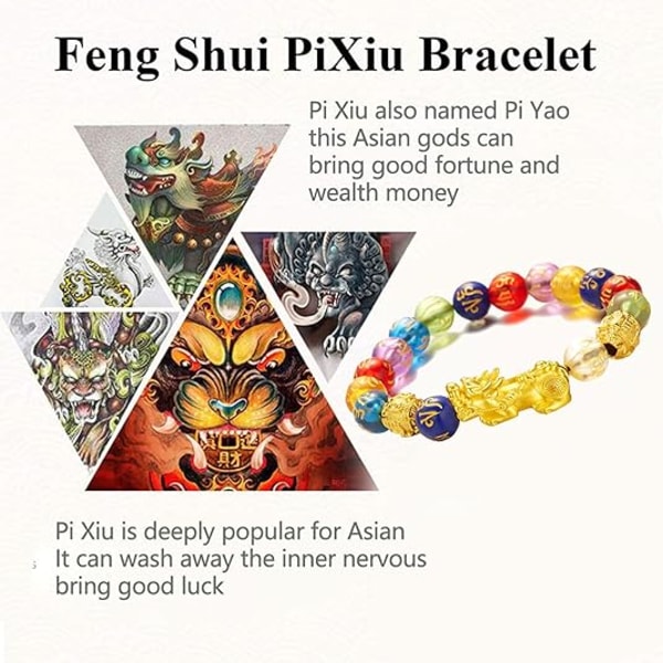 Feng Shui lyckoarmband - Pixiu-armband för kvinnor och män, Pi Yao med Sagin Pixiu-tecken för skydd kan ge tur och välstånd